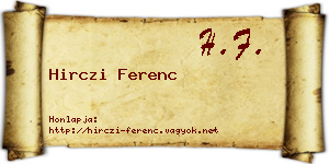 Hirczi Ferenc névjegykártya