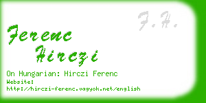 ferenc hirczi business card